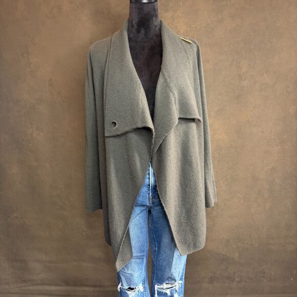 Tahari Merino Wool Blend Asymmetrical Sweater Tunic Olive Green Women’s S - Picture 9 of 12